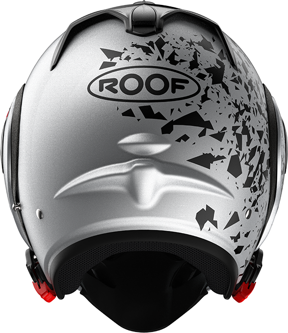 Roof RO5 Boxer Alpha Blackstar Silver / White rear view in full-face configuration