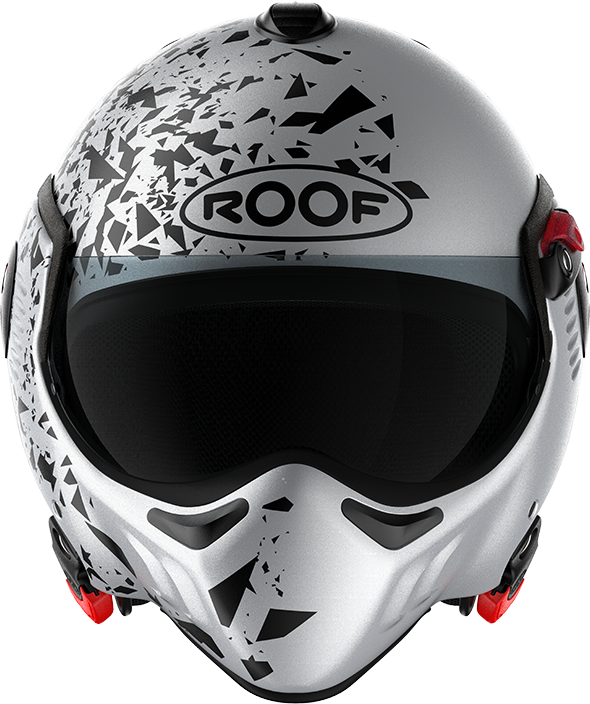 Roof RO5 Boxer Alpha Blackstar Silver / White front view in full-face configuration