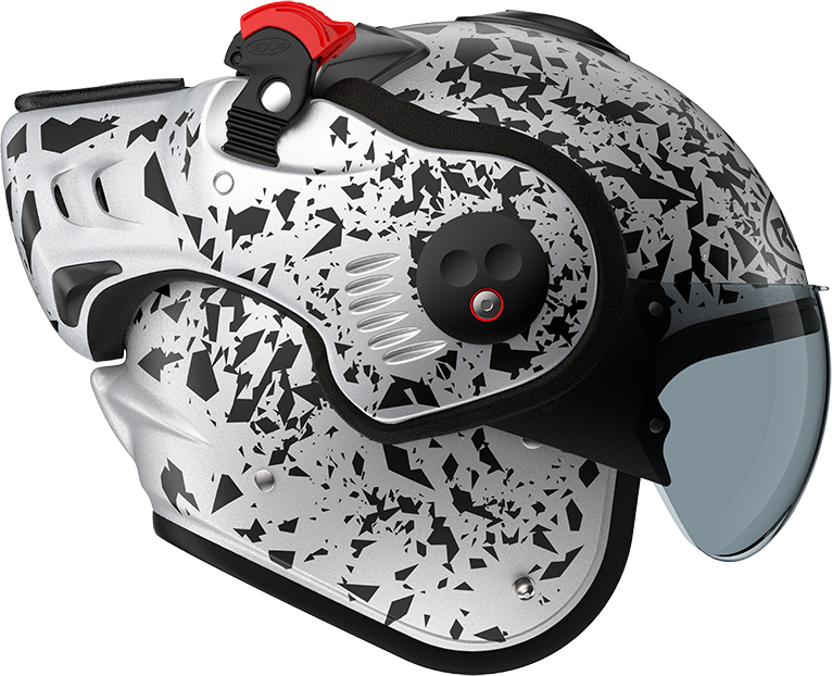 Roof RO5 Boxer Alpha Blackstar Silver / White right-side view in open-face configuration