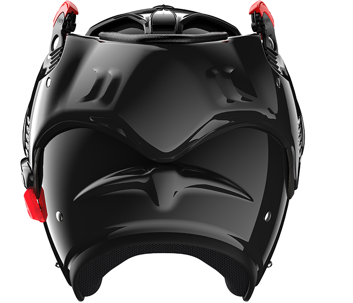 Roof RO5 Boxer Alpha Black rear view in open-face configuration