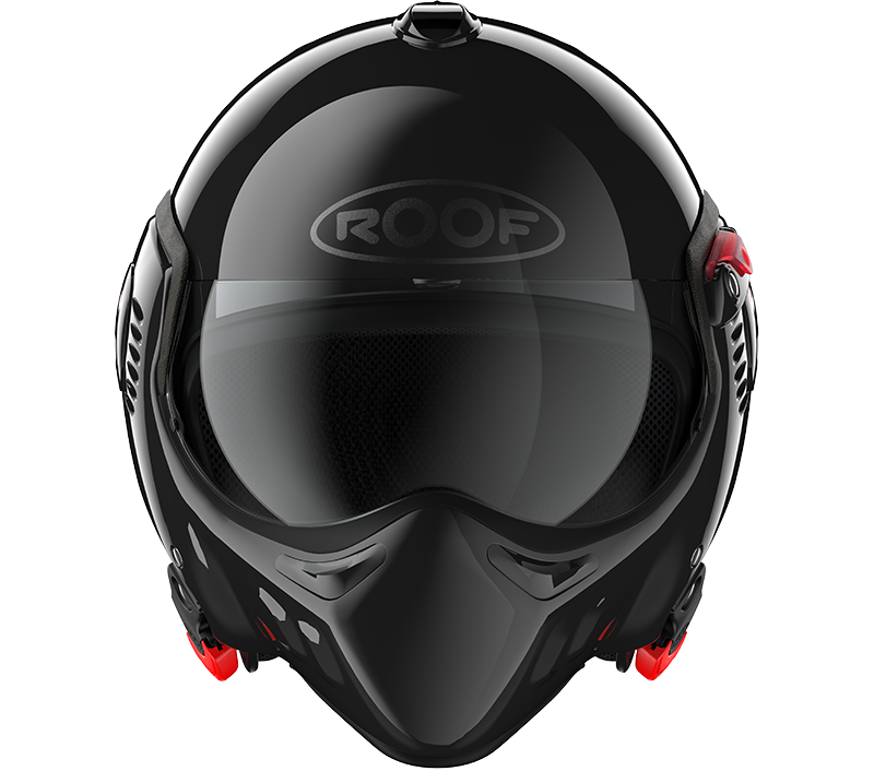 Roof RO5 Boxer Alpha Black front view in full-face configuration