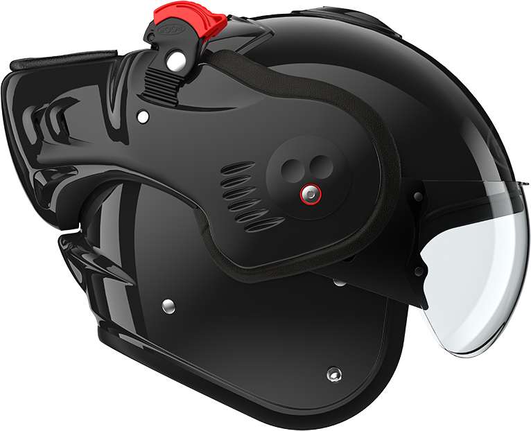 Roof RO5 Boxer Alpha Black right-side view in open-face configuration