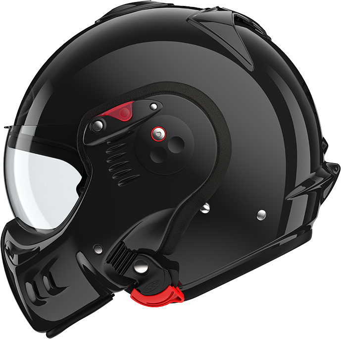 Roof RO5 Boxer Alpha Black left-side view in full-face configuration