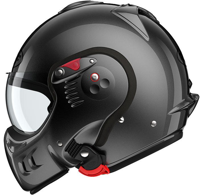 Roof RO5 Boxer Alpha Metal left-side view in full-face configuration