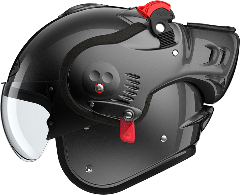 Roof RO5 Boxer Alpha Metal left-side view in open-face configuration