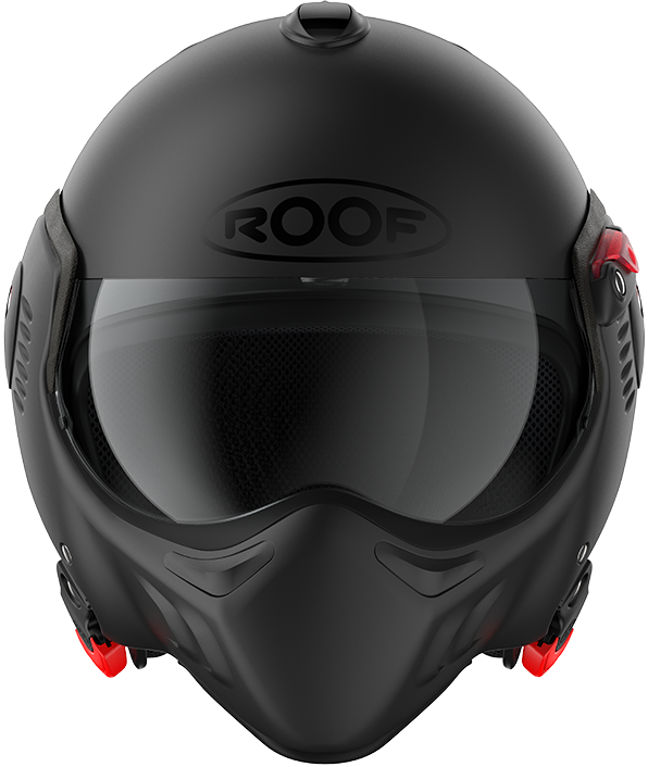 Roof RO5 Boxer Alpha Matt Black front view in full-face configuration