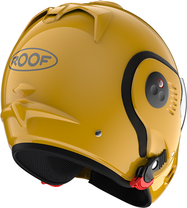 Roof RO5 Boxer Alpha Yellow rear-right three-quarter view in full-face configuration