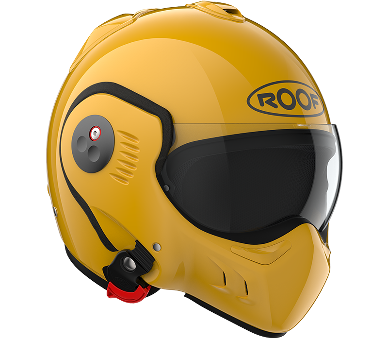 Roof RO5 Boxer Alpha Yellow front-right three-quarter view in full-face configuration