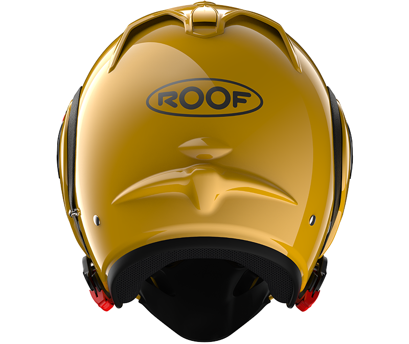 Roof RO5 Boxer Alpha Yellow rear view in full-face configuration