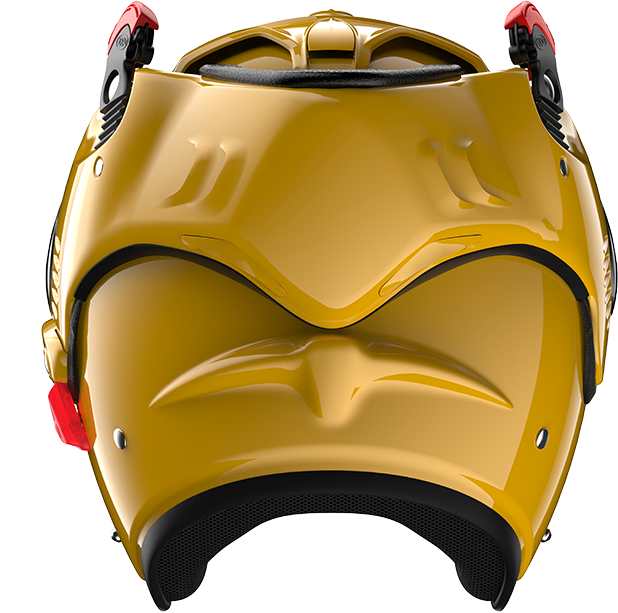 Roof RO5 Boxer Alpha Yellow rear view in open-face configuration