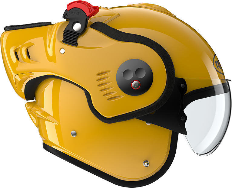 Roof RO5 Boxer Alpha Yellow right-side view in open-face configuration