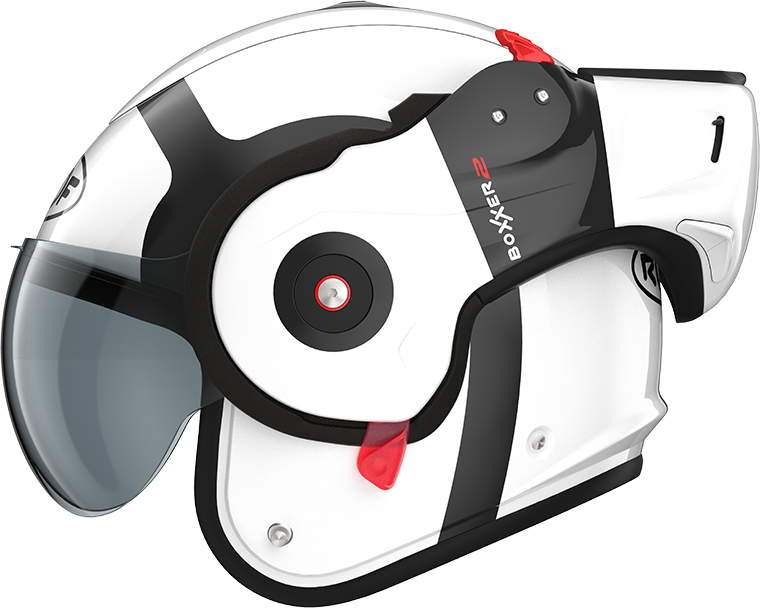 Roof RO9 Boxxer 2 Bond Black / White left-side open-face view