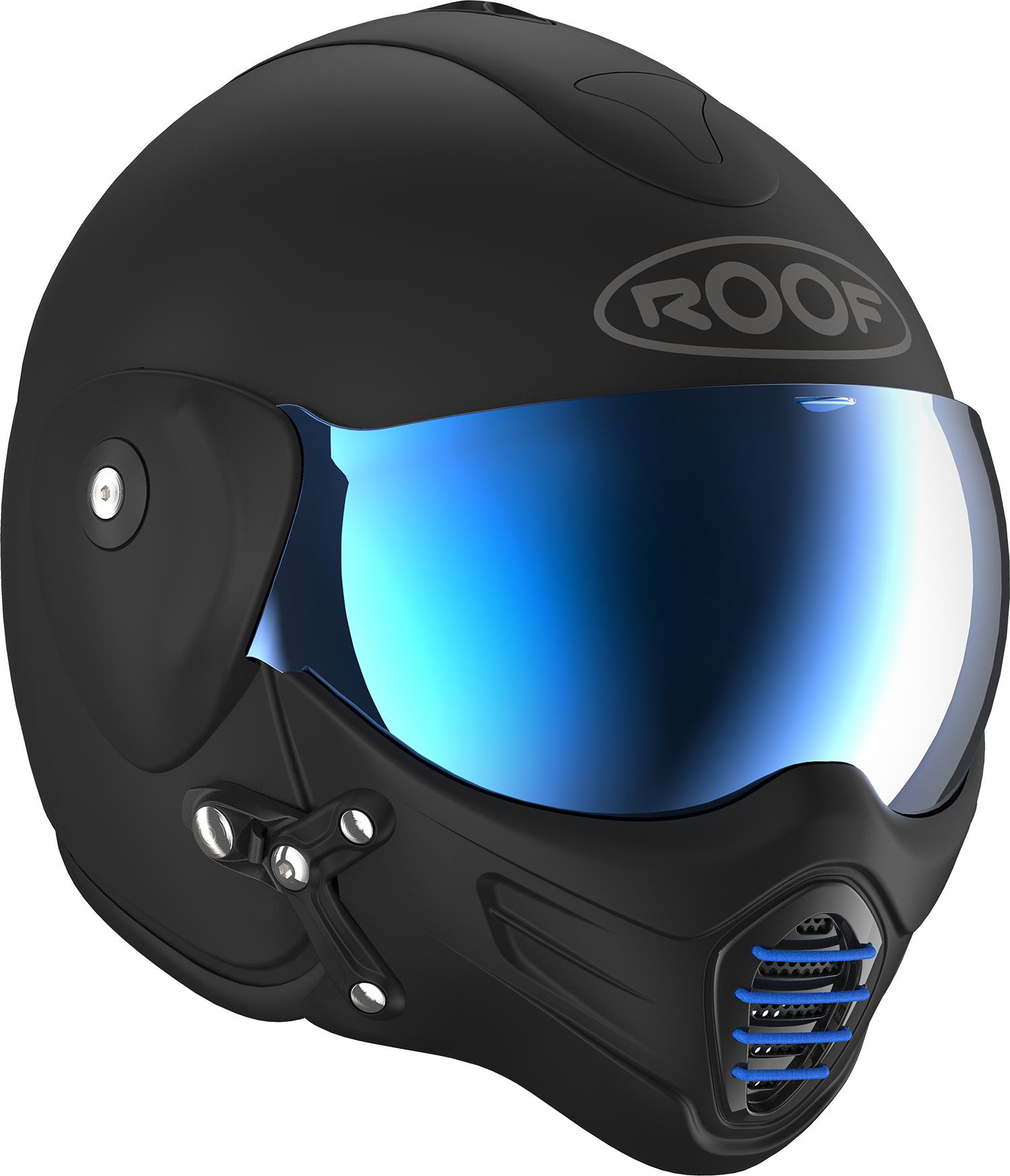 Roof RO9 Roadster Iron Matt Black / Blue FREE UK Delivery, FREE 365 Day Returns | Moto Central