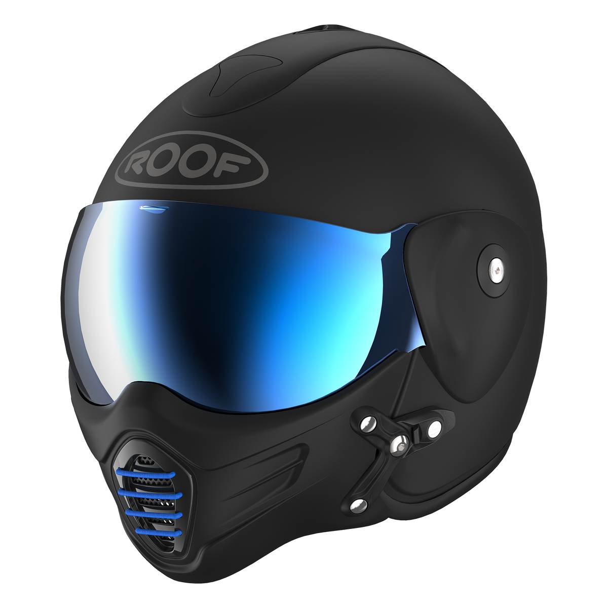 Roof RO9 Roadster Iron Matt Black / Blue FREE UK Delivery, FREE 365 Day Returns | Moto Central