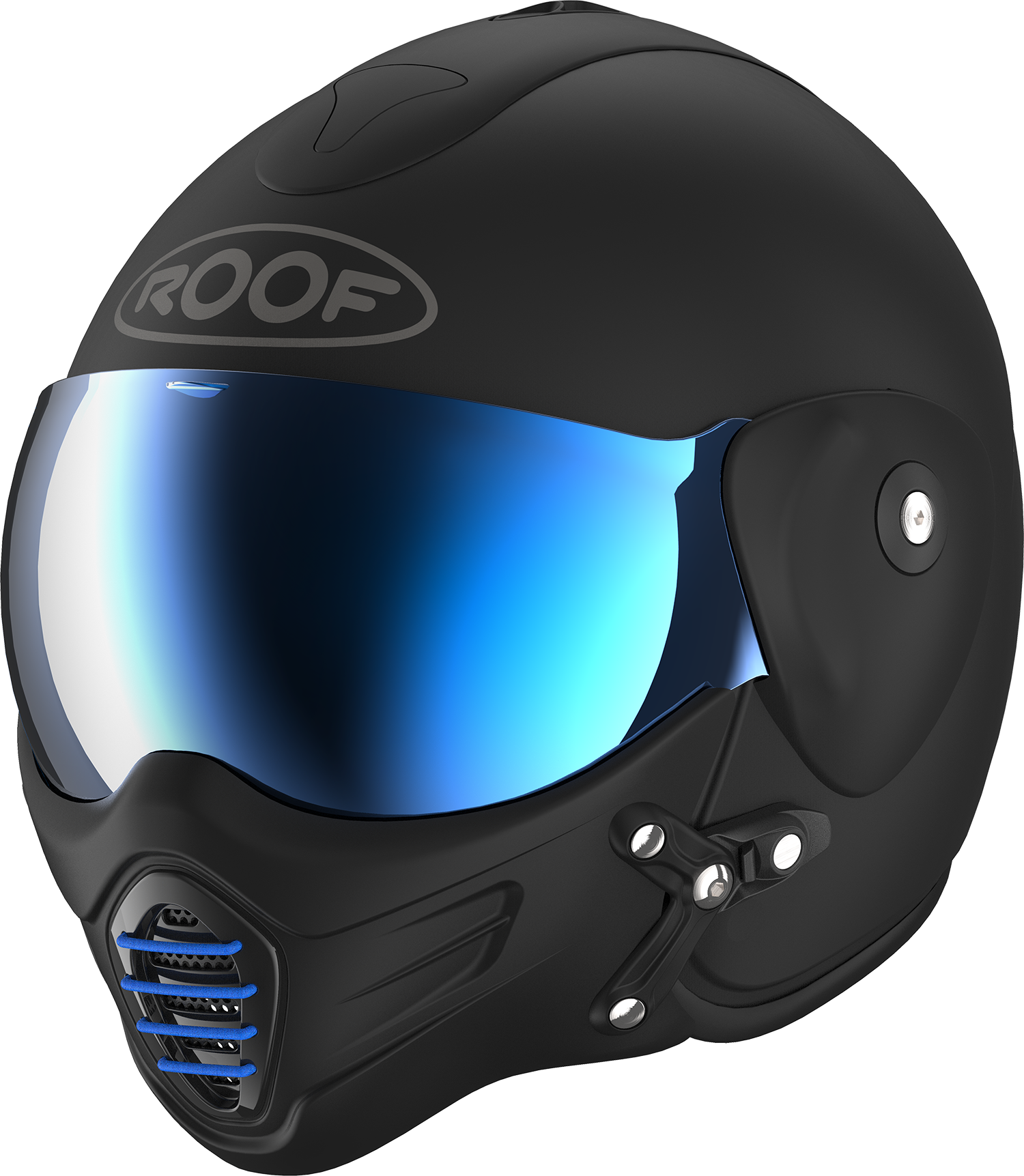 Roof RO9 Roadster Iron Matt Black / Blue FREE UK Delivery, FREE 365 Day Returns | Moto Central