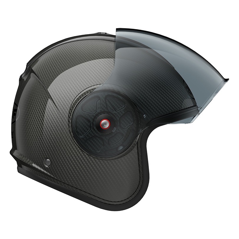 Roof RO9 Wisper Carbon Gloss Carbon right-side view with visor raised