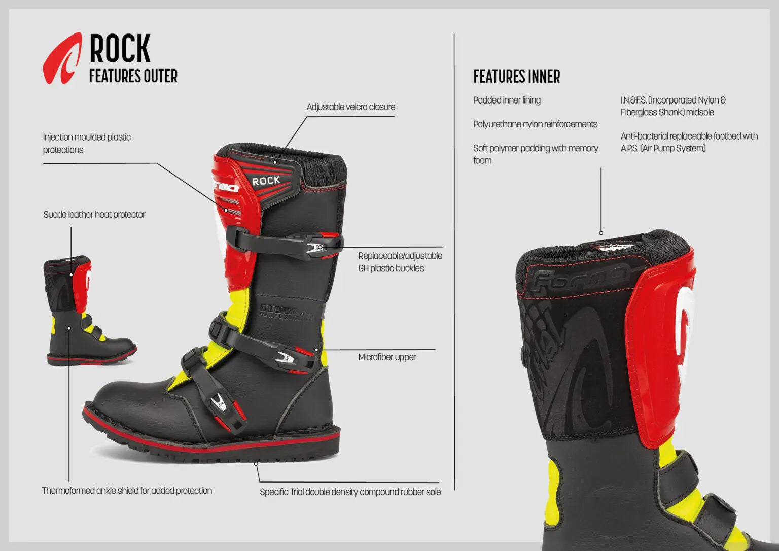 Forma Rock Kids Off-Road Boots Black / Red / Fluo Yellow  - FREE UK Shipping, FREE 365 Day Returns | Moto Central