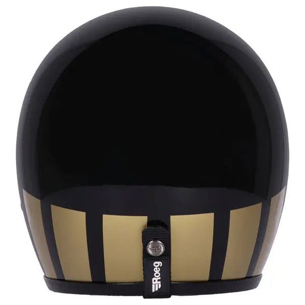 Roeg Jett Curbstone Gold open-face motorcycle helmet, rear view