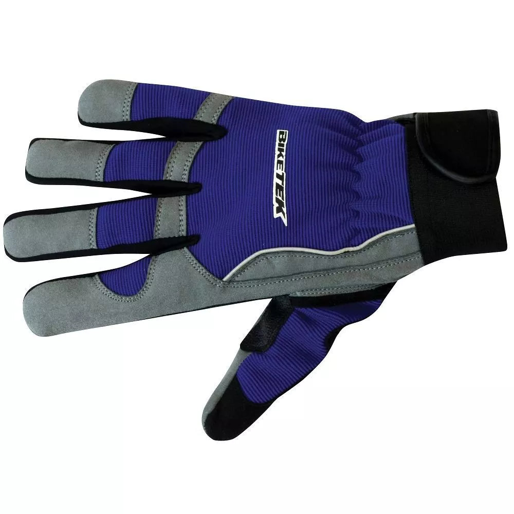 BikeTek Full-Finger Mechanics Gloves Blue