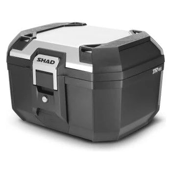 SHAD TR46 Top Box Aluminium, front three-quarter view on white
