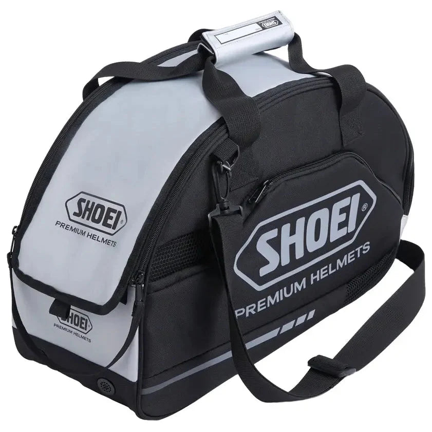 Shoei Racing Helmet Carry Bag 5 Black / Silver, front three-quarter view on white