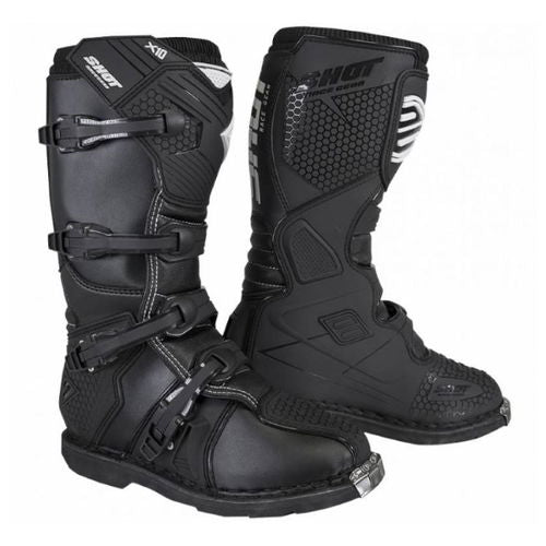 Shot X10 2.0 MX Boots Solid Black - FREE UK Shipping, FREE 365 Day Returns | Moto Central