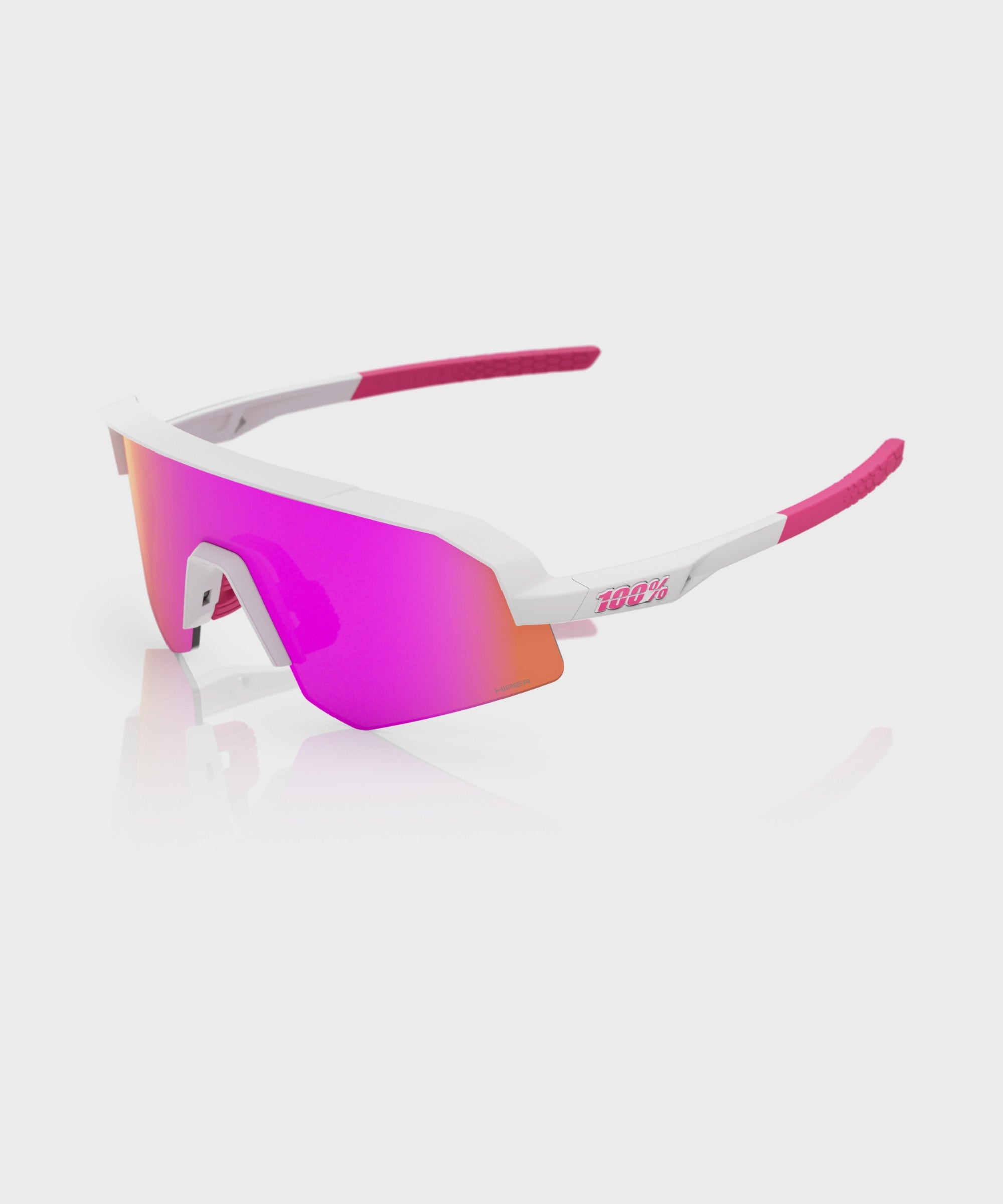 100% Slendale Youth Glasses Matt White Pink / HiPER Vital Pink Mirror Lens - FREE UK Shipping, FREE 365 Day Returns | Moto Central