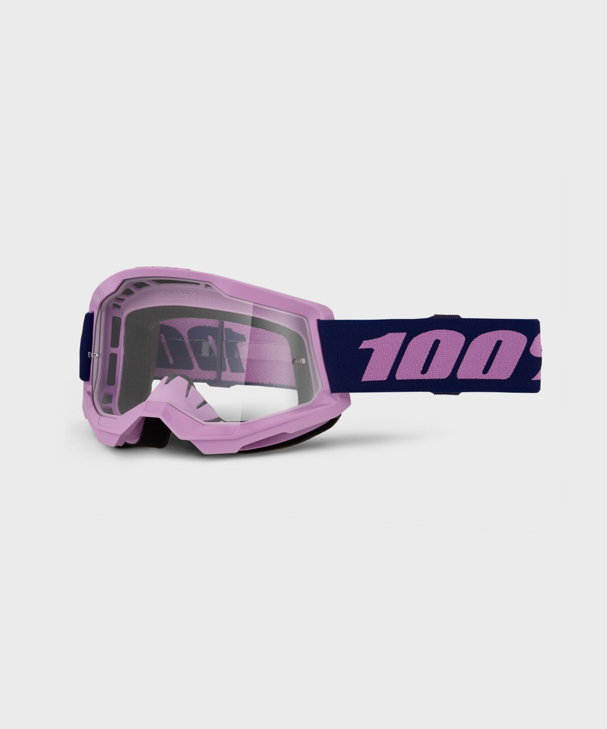100% Strata 2 Goggle Purple / Clear Lens - FREE UK Shipping, FREE 365 Day Returns | Moto Central