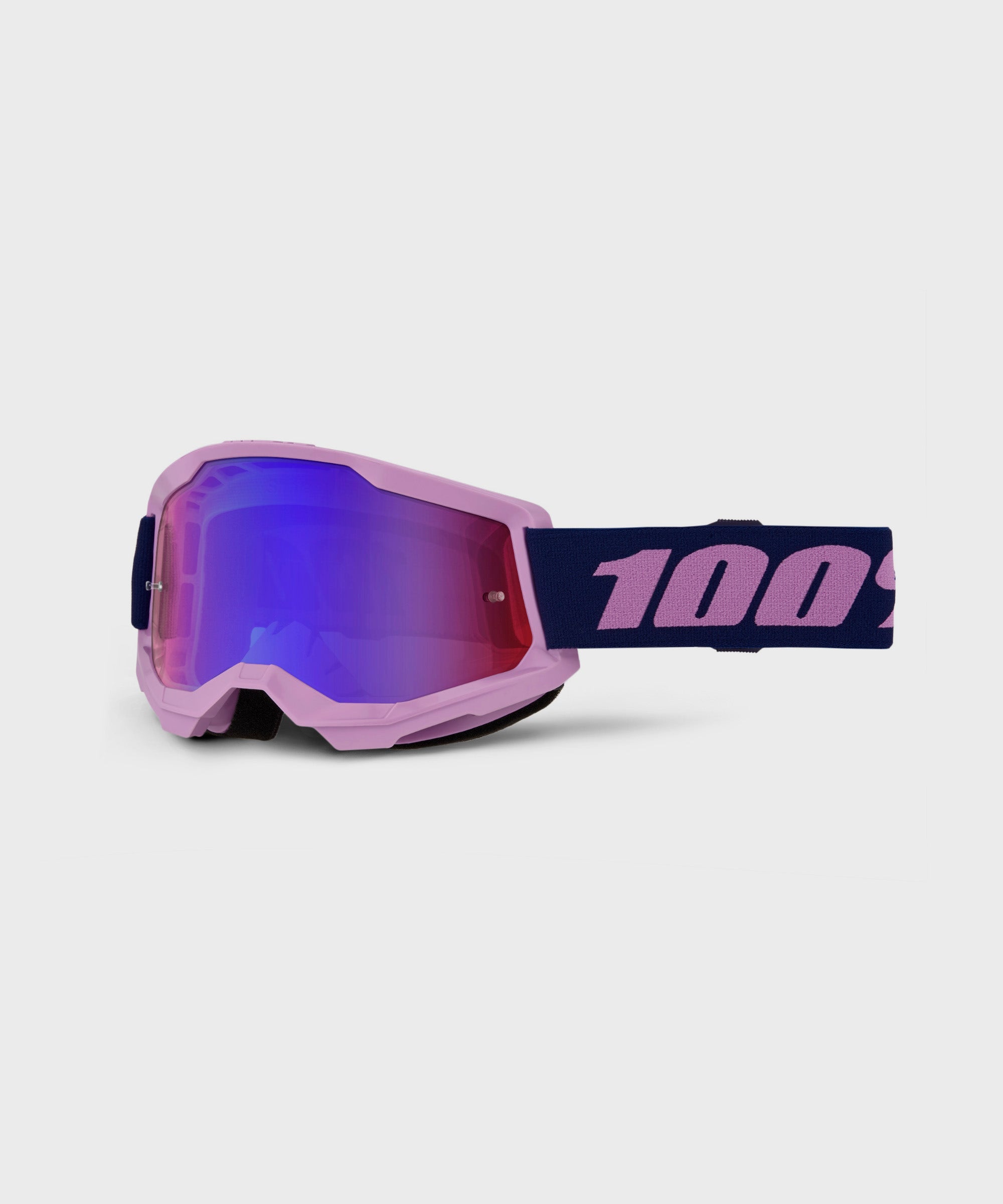 100% Strata 2 Goggles Purple / Red / Blue Mirror Lens - FREE UK Shipping, FREE 365 Day Returns | Moto Central