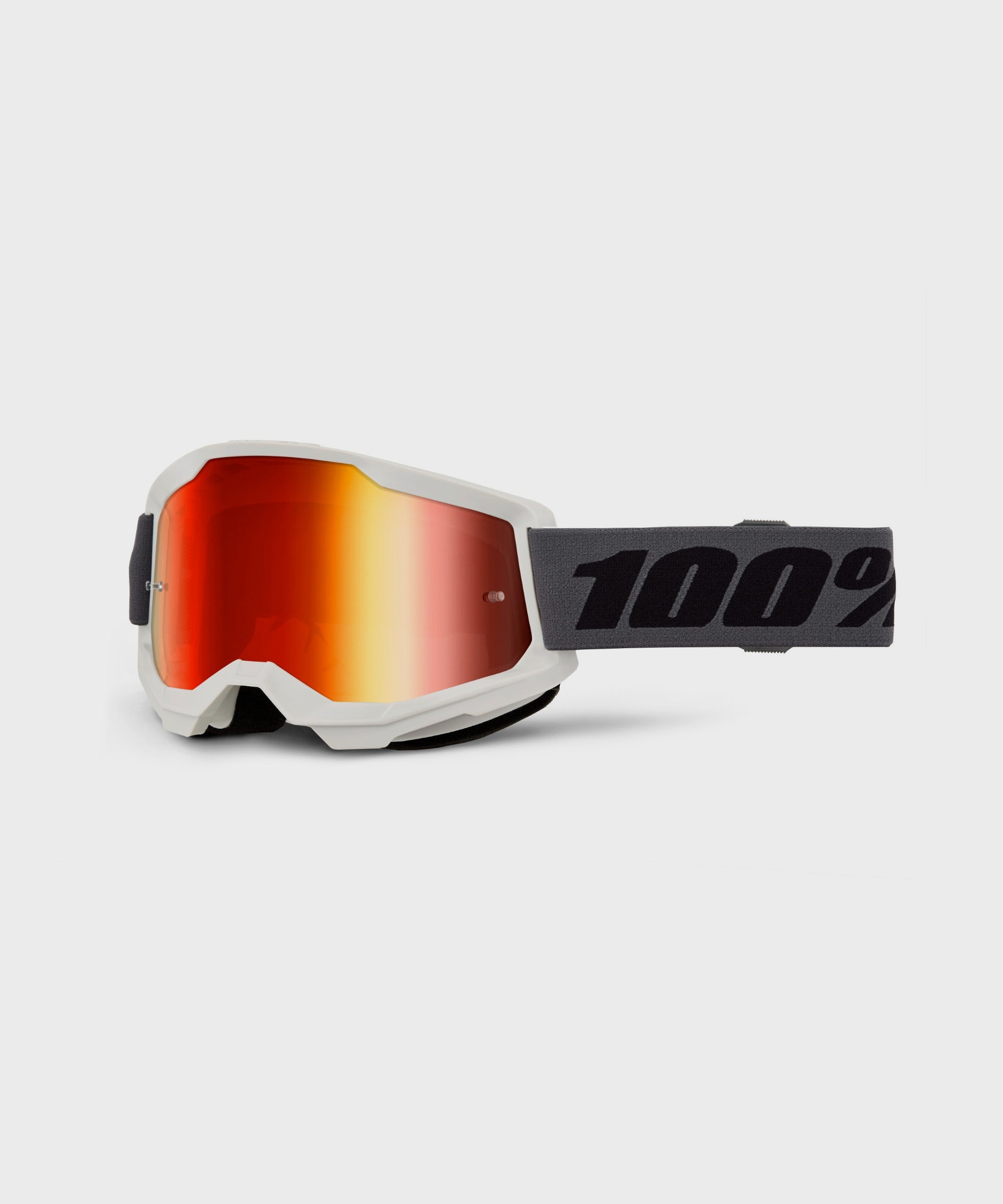 100% Strata 2 Goggles Grey / Red Mirror Lens - FREE UK Shipping, FREE 365 Day Returns | Moto Central