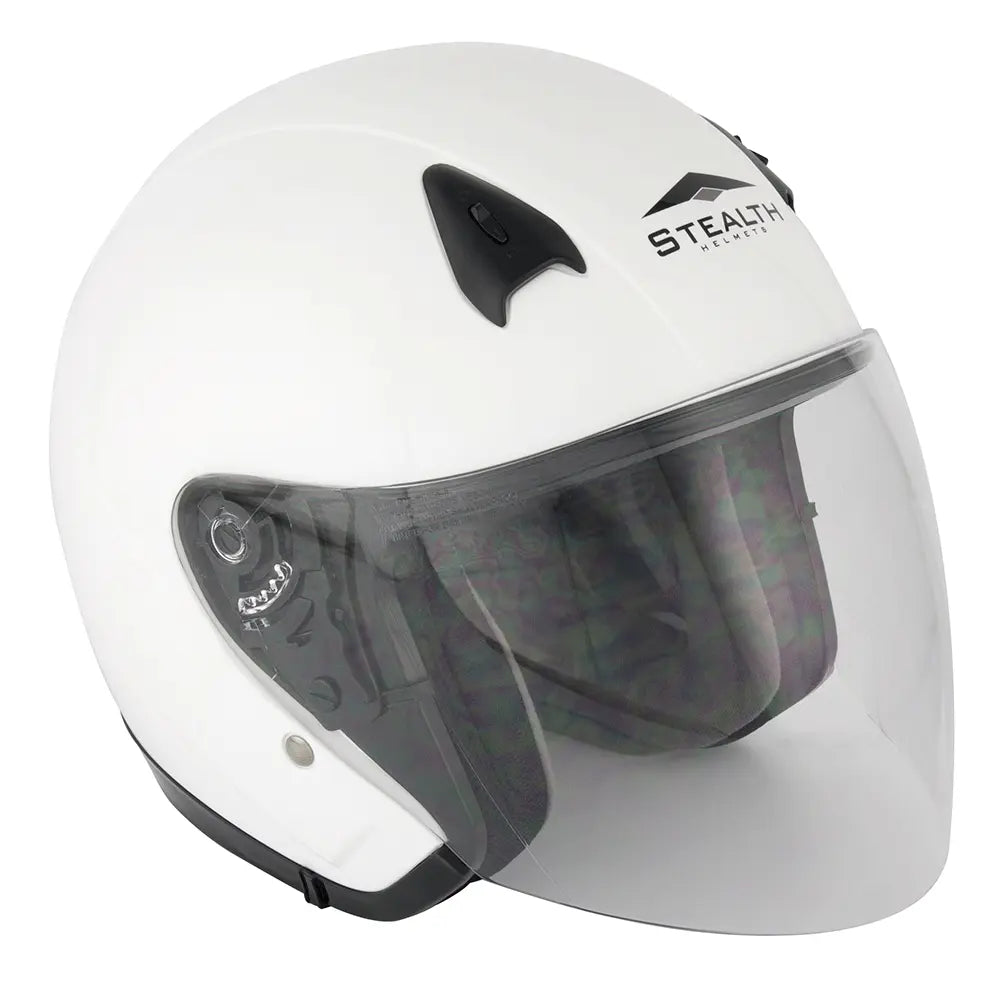 Stealth NT200 Open Face Helmet White - FREE UK Shipping, FREE 365 Day Returns | Moto Central