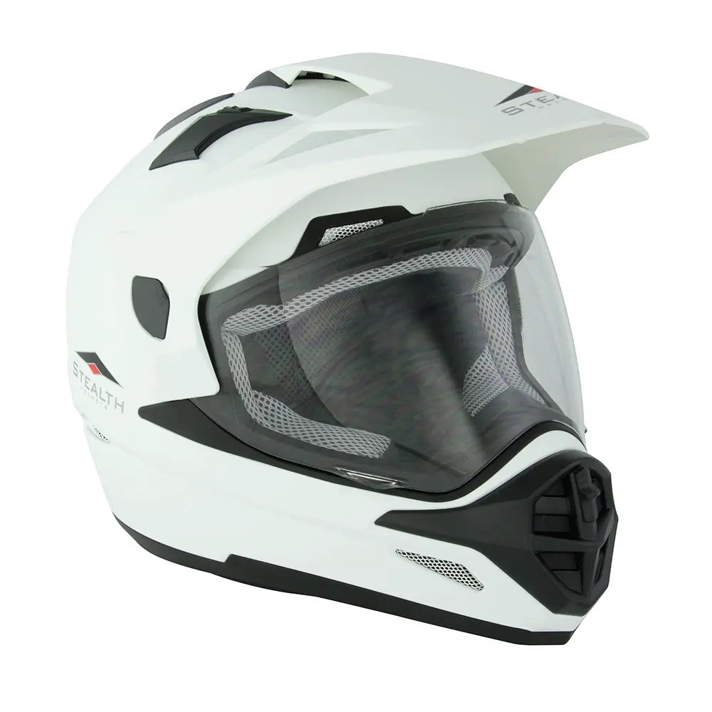 Stealth HD009 Adventure Dual Sport Helmet White - FREE UK Shipping, FREE 365 Day Returns | Moto Central