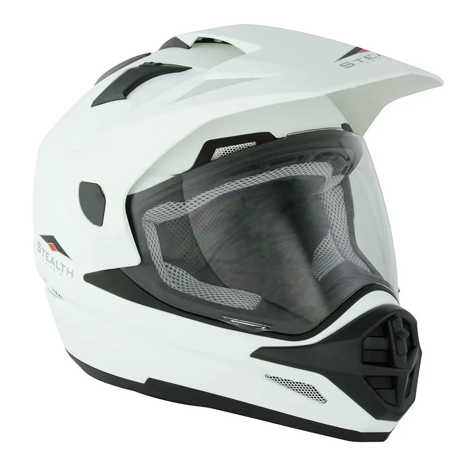 Stealth HD009 Adventure Dual Sport Helmet White - FREE UK Shipping, FREE 365 Day Returns | Moto Central