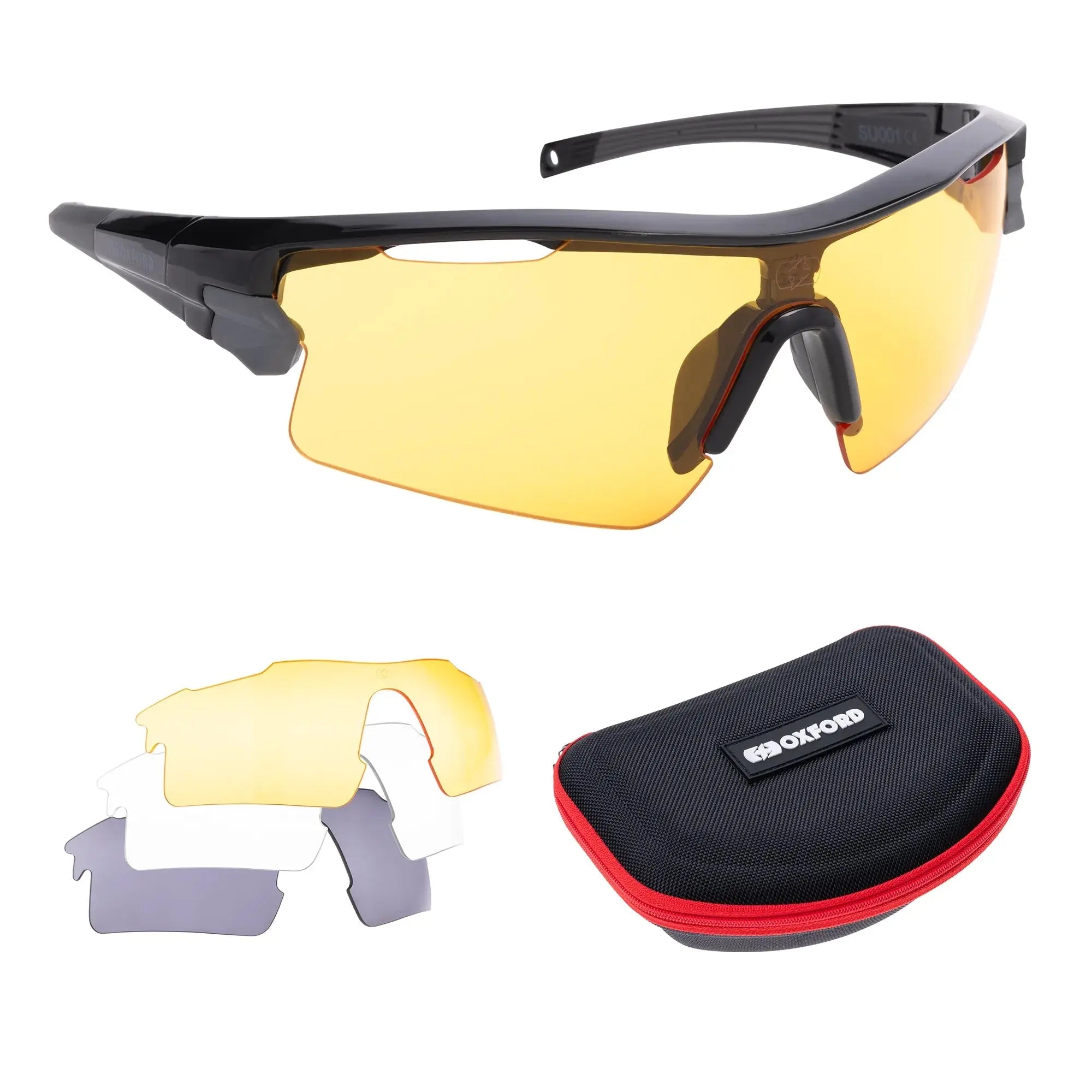 Oxford Sector Multi-Lens Sunglasses Black / Clear / Smoke / Yellow FREE UK Delivery, FREE 365 Day Returns | Moto Central