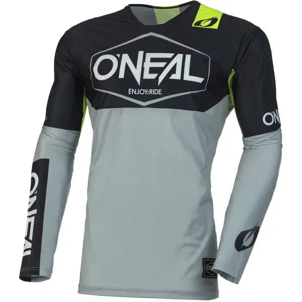 O'Neal Mayhem Hexx V.23 Cycling Jersey Grey / Neon Yellow - FREE UK Shipping, FREE 365 Day Returns | Moto Central