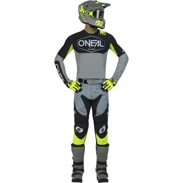 O'Neal Mayhem Hexx V.23 Cycling Jersey Grey / Neon Yellow - FREE UK Shipping, FREE 365 Day Returns | Moto Central