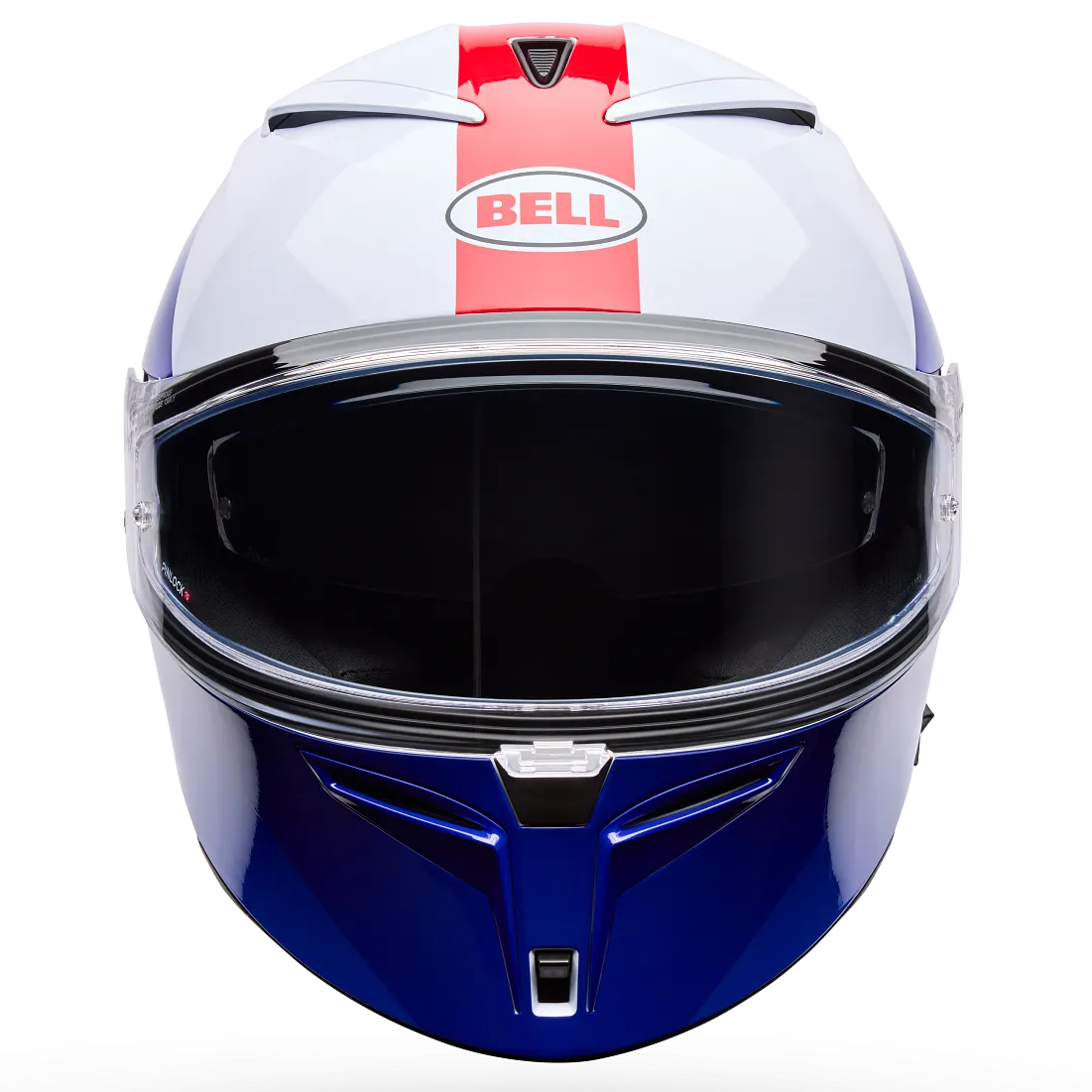 Bell Lithium MIPS Bash ECE 22.06 White / Blue full-face motorcycle helmet, front view