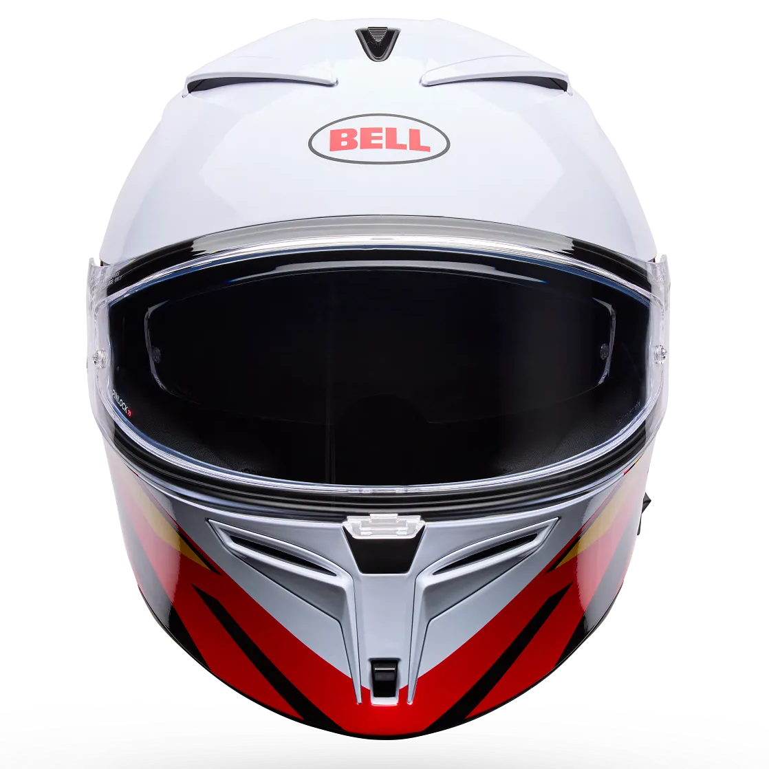 Bell Lithium Nova ECE 22.06 White / Red full-face motorcycle helmet, front view