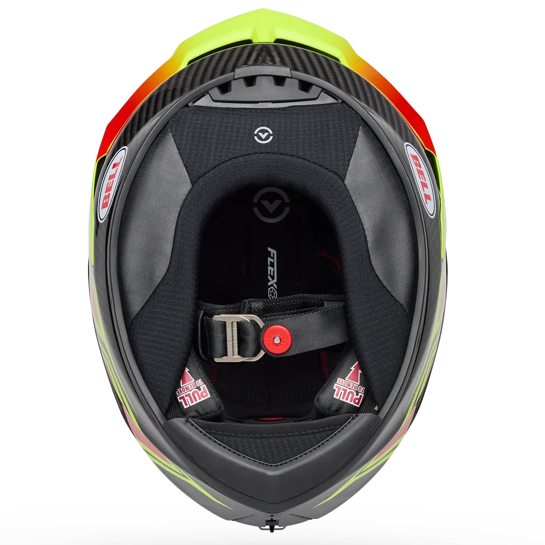 Bell Race Star DLX Flex Grid ECE 22.06 Yellow full-face motorcycle helmet, interior lining view