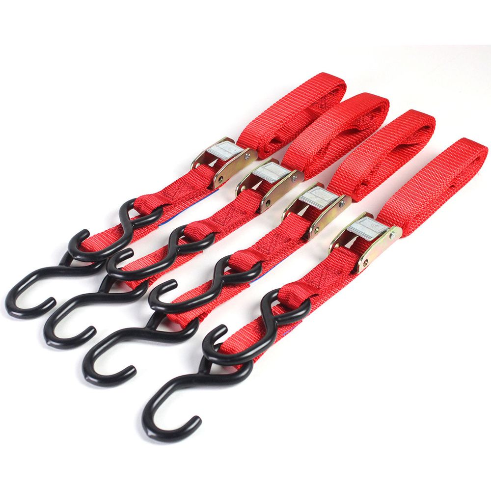 Bike It 4 Piece Autolock Tiedown Red