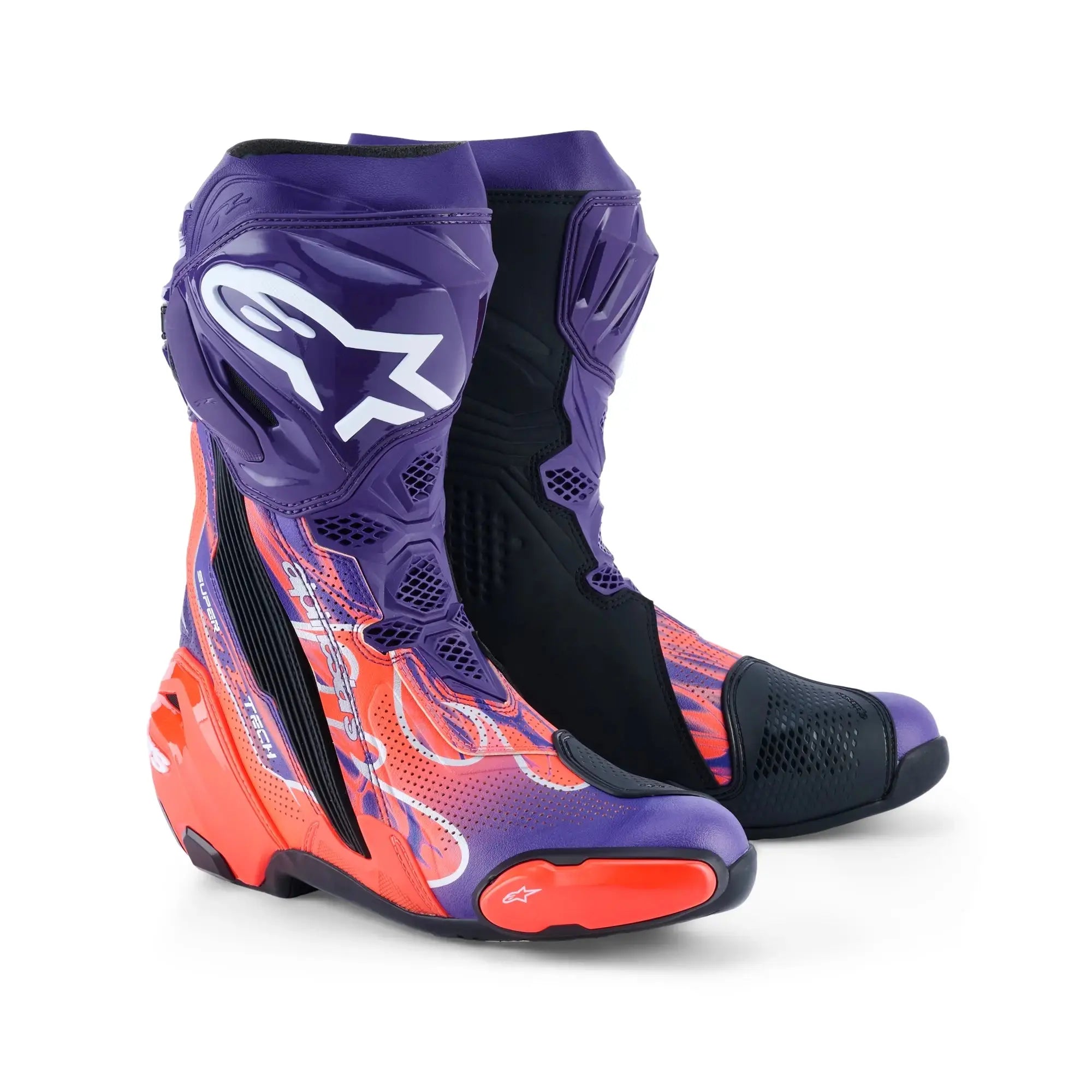 Alpinestars Supertech R Le Flyte Vented Boots Purple / Red / Black FREE UK Delivery, FREE 365 Day Returns | Moto Central