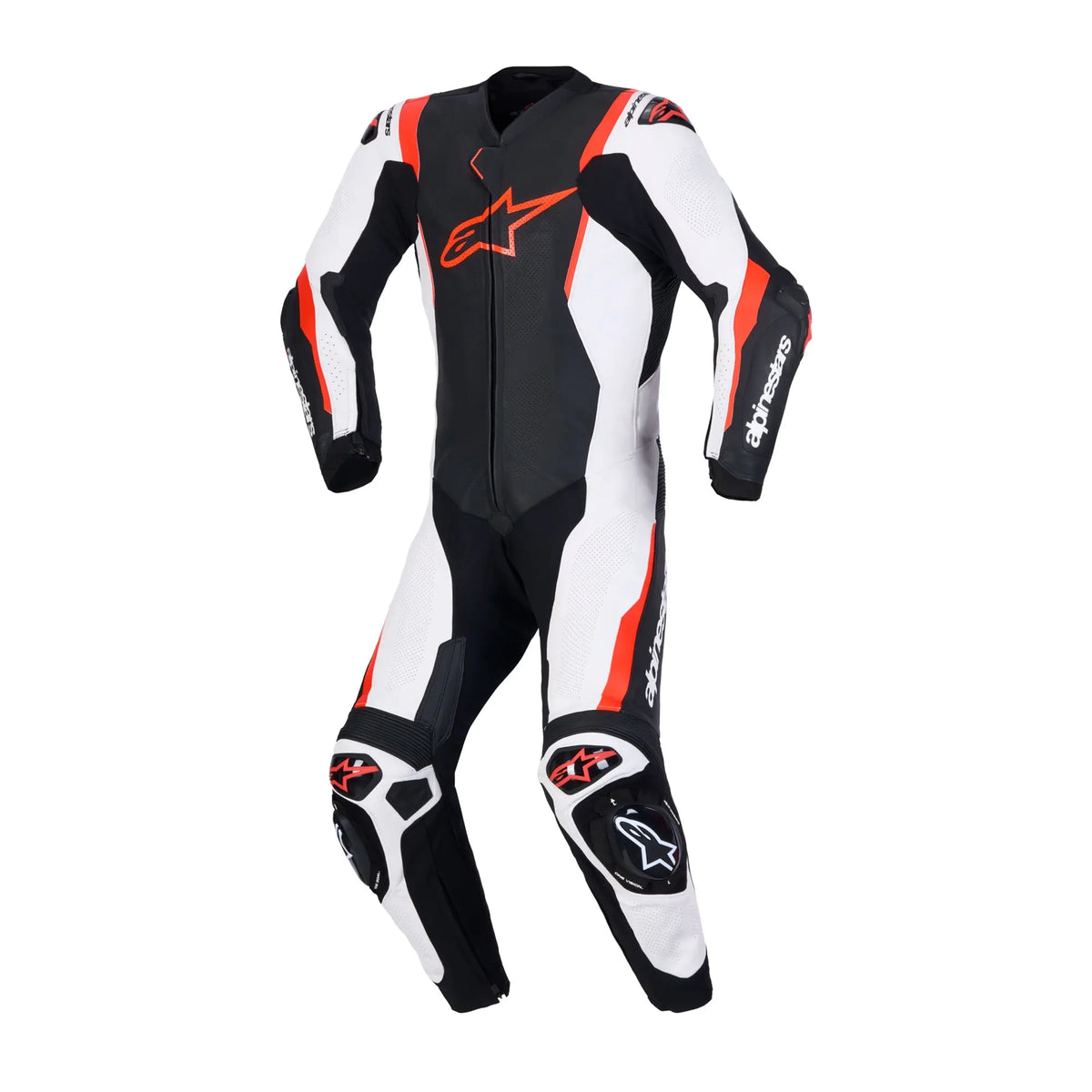 Alpinestars Missile V3 One Piece Leather Suit Black / White / Fluo Red FREE UK Delivery, FREE 365 Day Returns | Moto Central