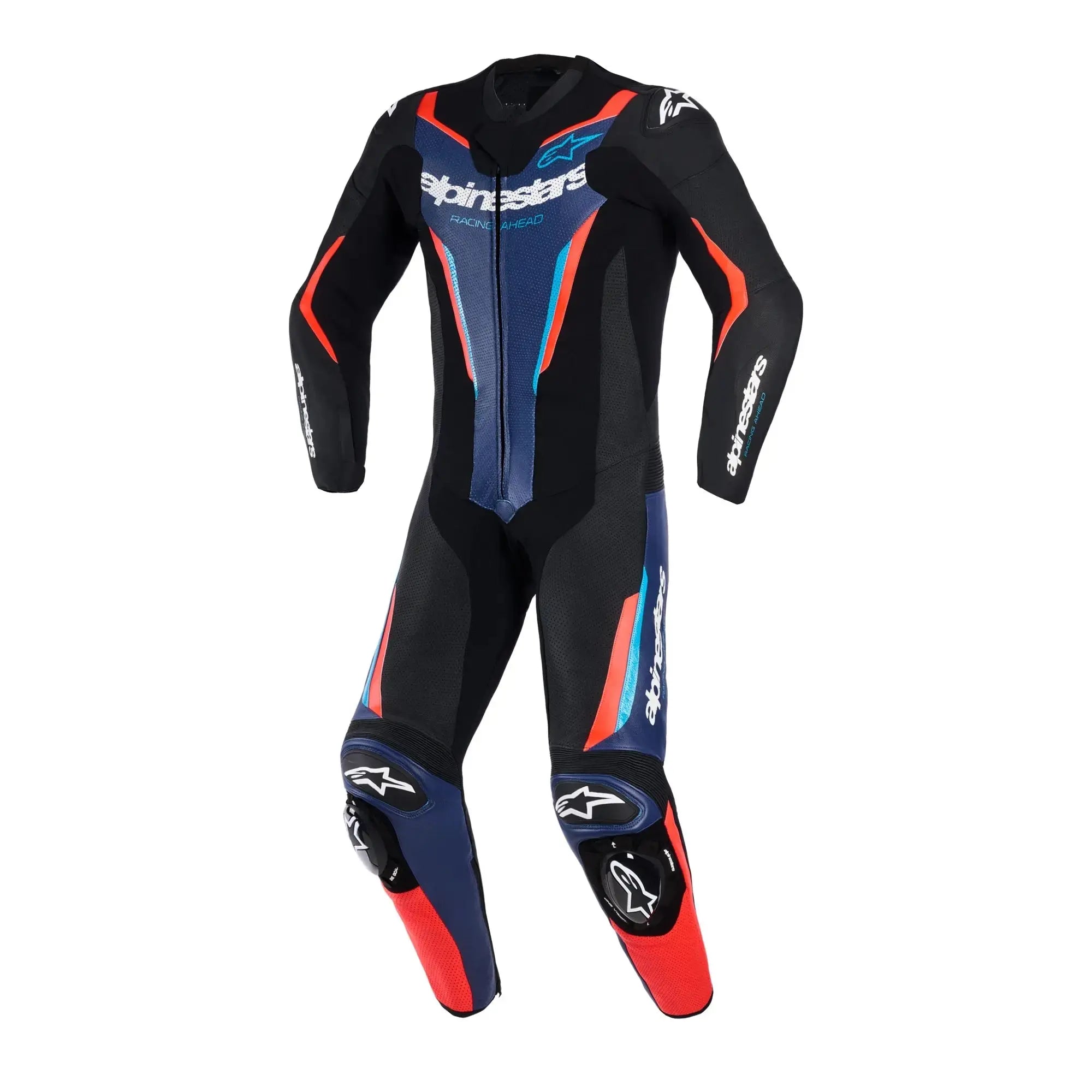 Alpinestars GP Force V2 One Piece Leather Suit Black / Blue / Fluo Red FREE UK Delivery, FREE 365 Day Returns | Moto Central