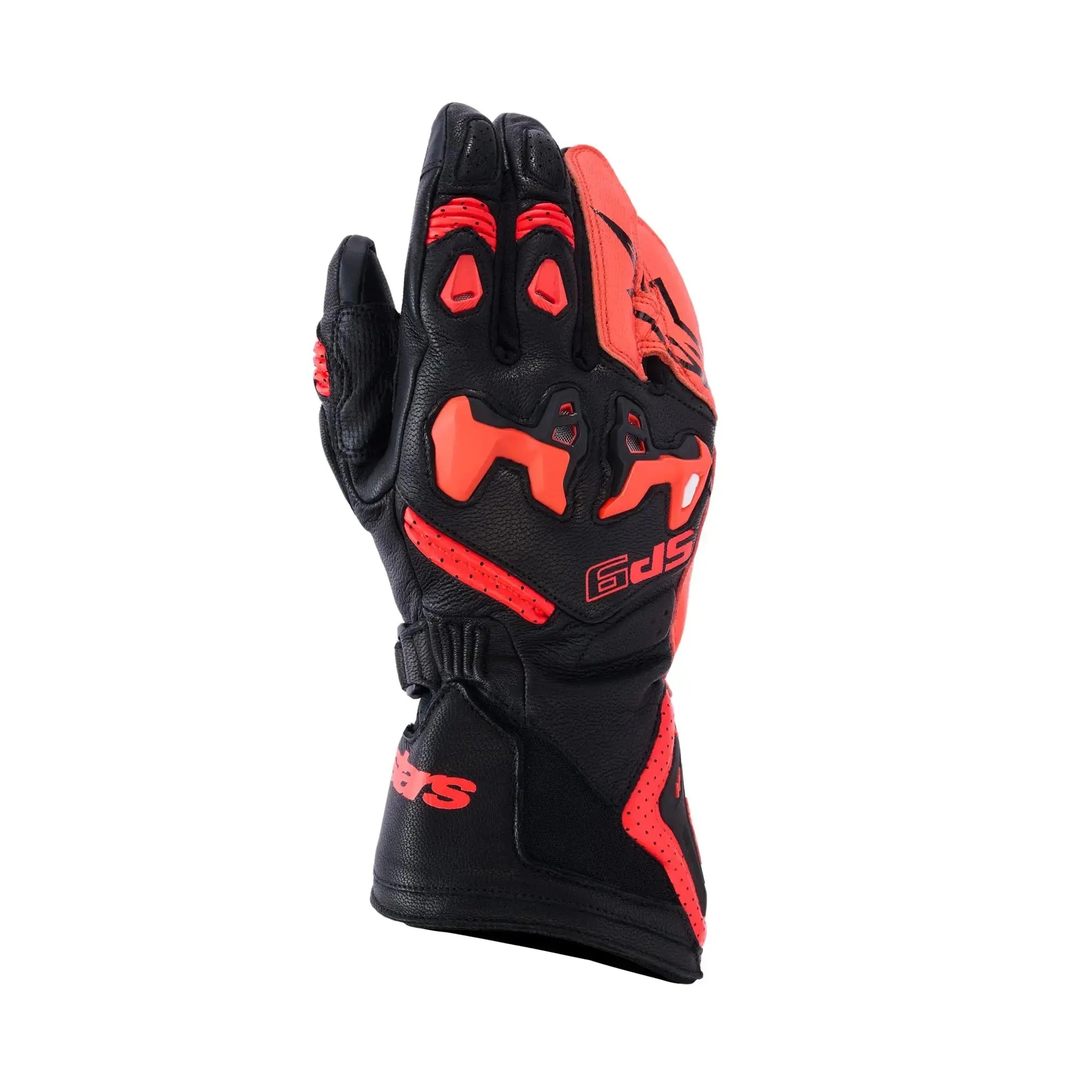 Alpinestars SP-9 Leather Gloves Black / Fluo Red FREE UK Delivery, FREE 365 Day Returns | Moto Central