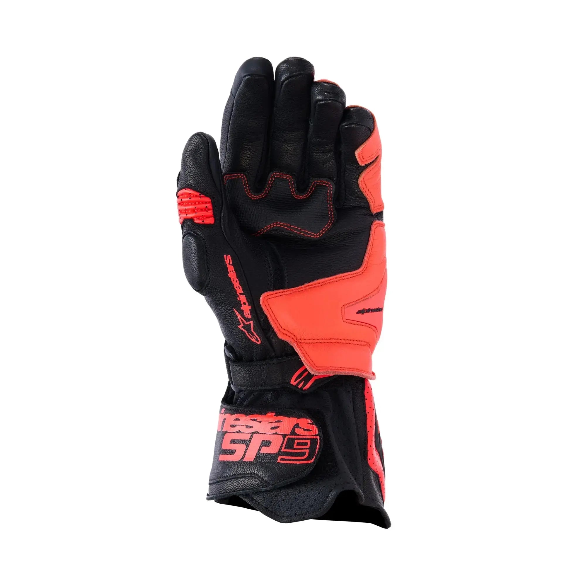 Alpinestars SP-9 Leather Gloves Black / Fluo Red FREE UK Delivery, FREE 365 Day Returns | Moto Central
