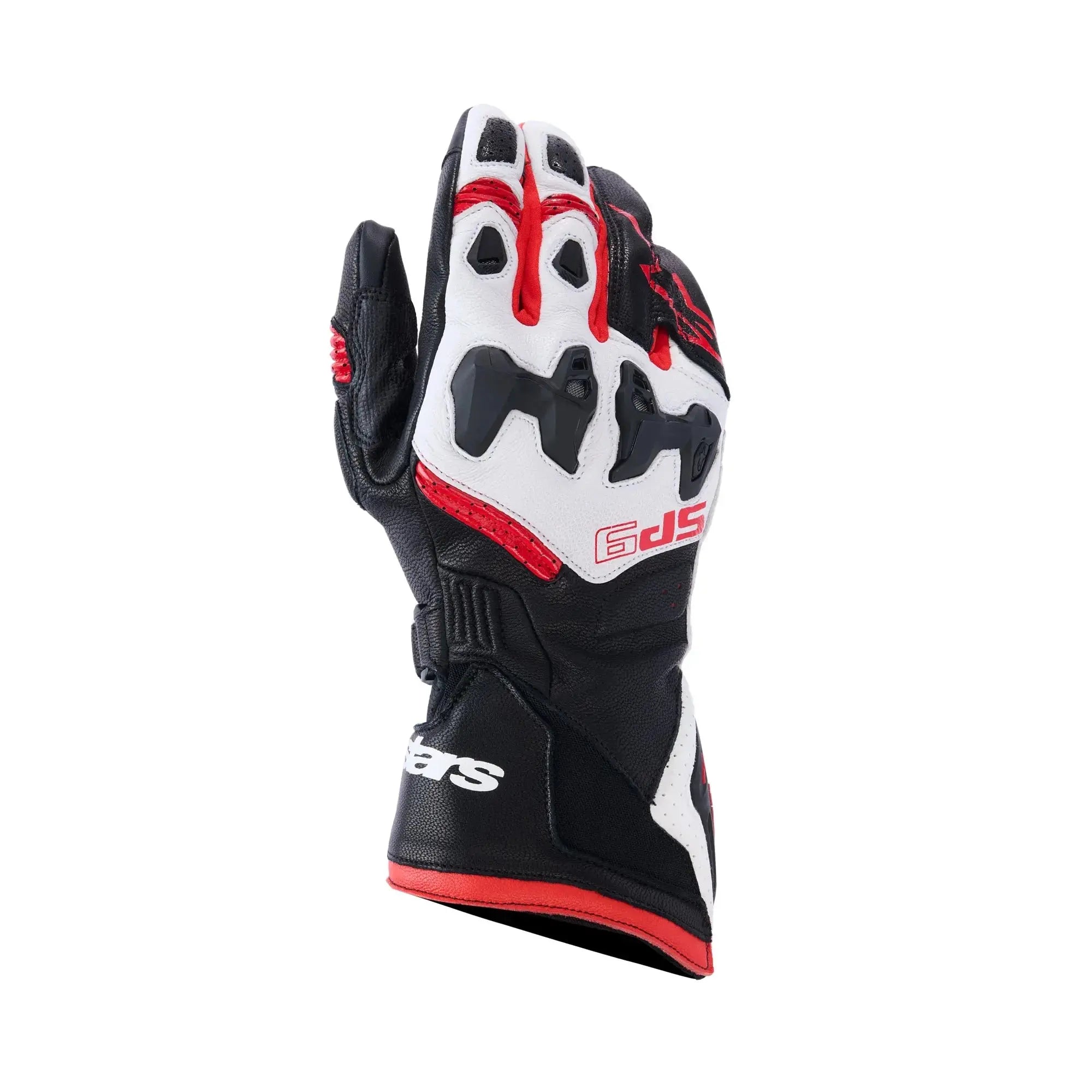 Alpinestars SP-9 Leather Gloves Black / White / Bright Red FREE UK Delivery, FREE 365 Day Returns | Moto Central