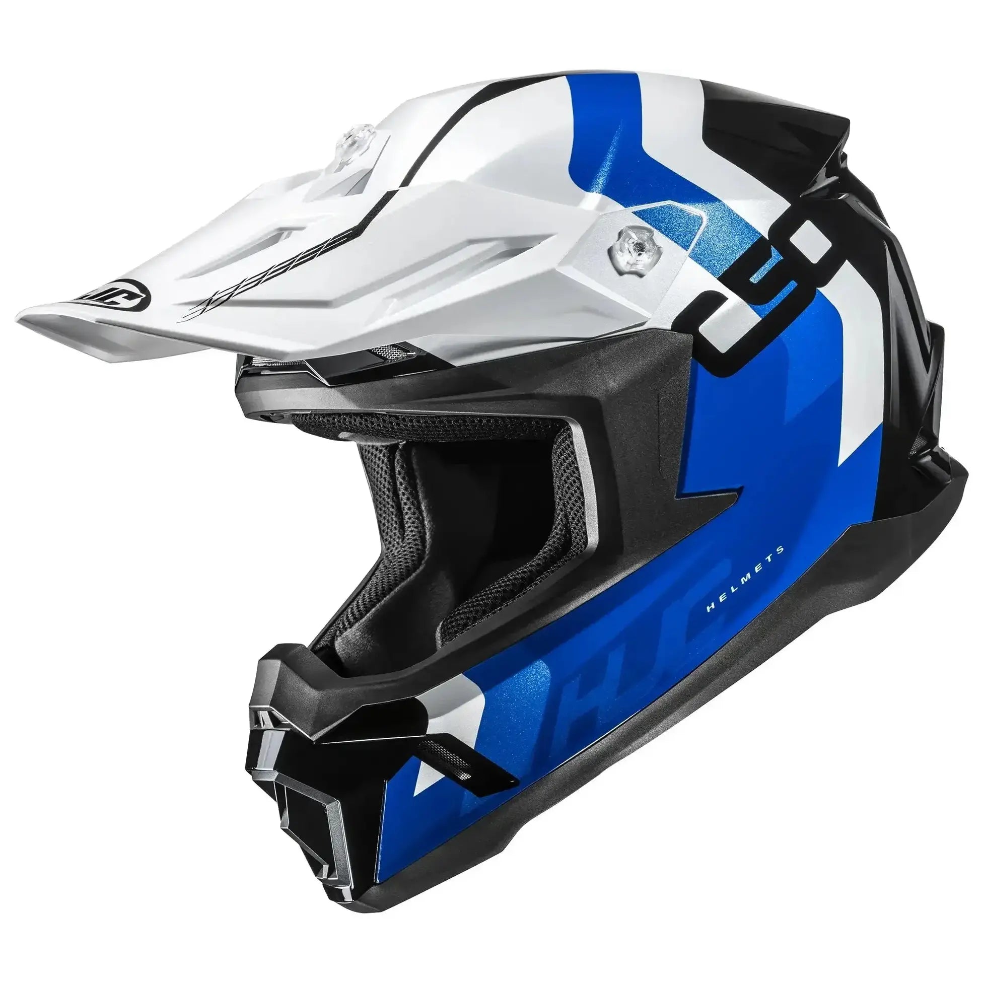 HJC C50 Primal MC2 Blue motocross helmet, side view on white background