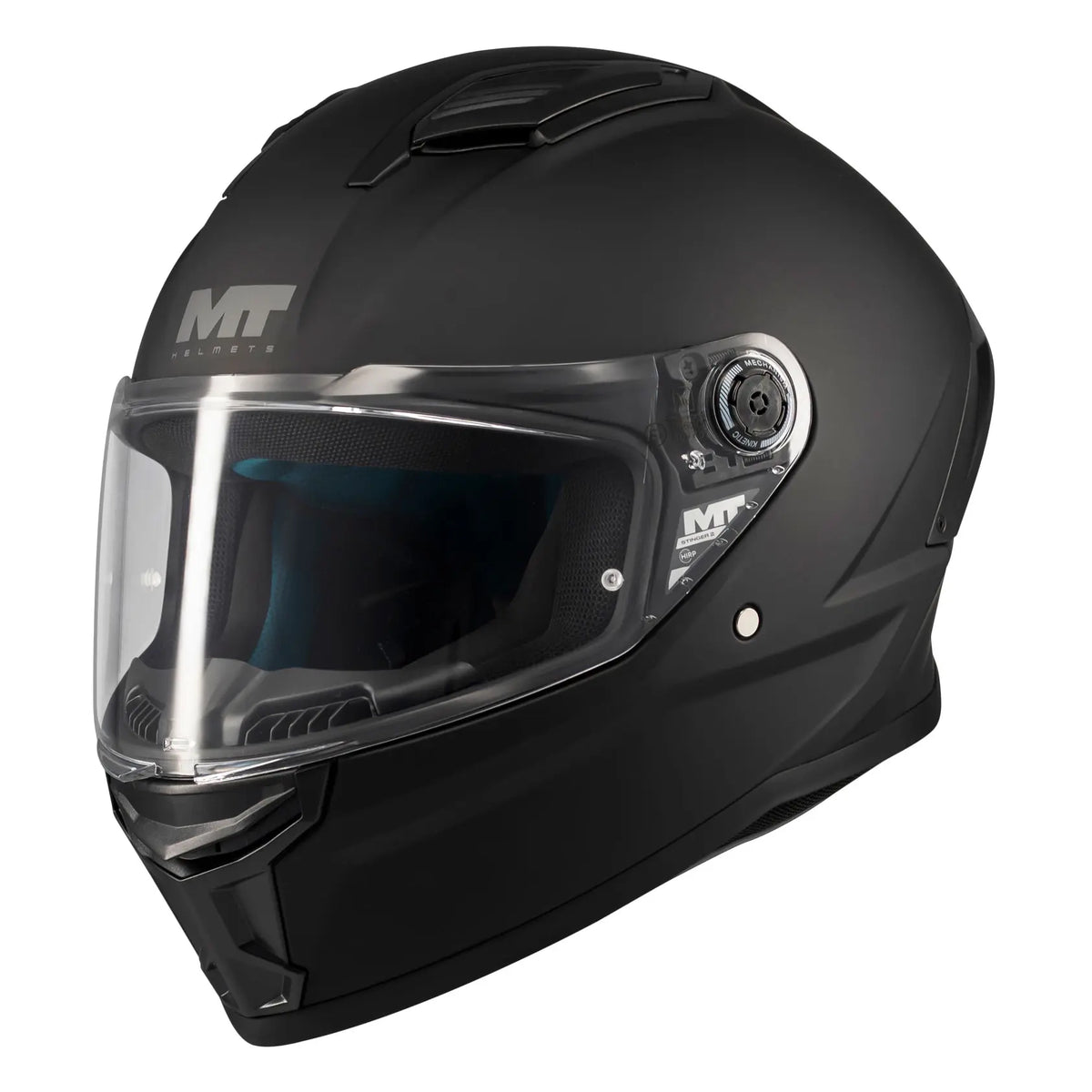 MT Helmets Stinger 2 Pure A1 Matt Black, front three-quarter view