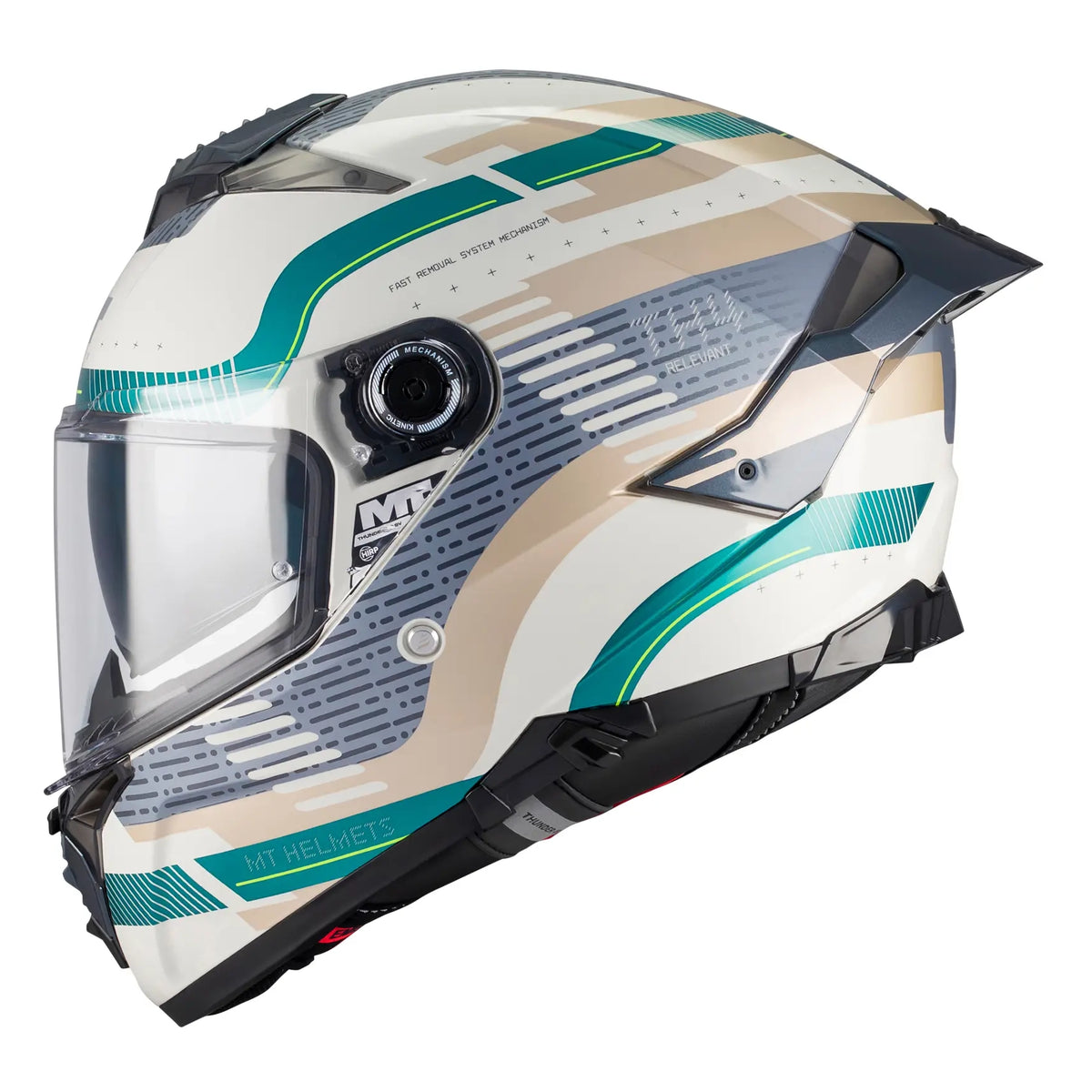 MT Helmets Thunder 4 R Relevant C6 Gloss Grey / Green, left-side profile