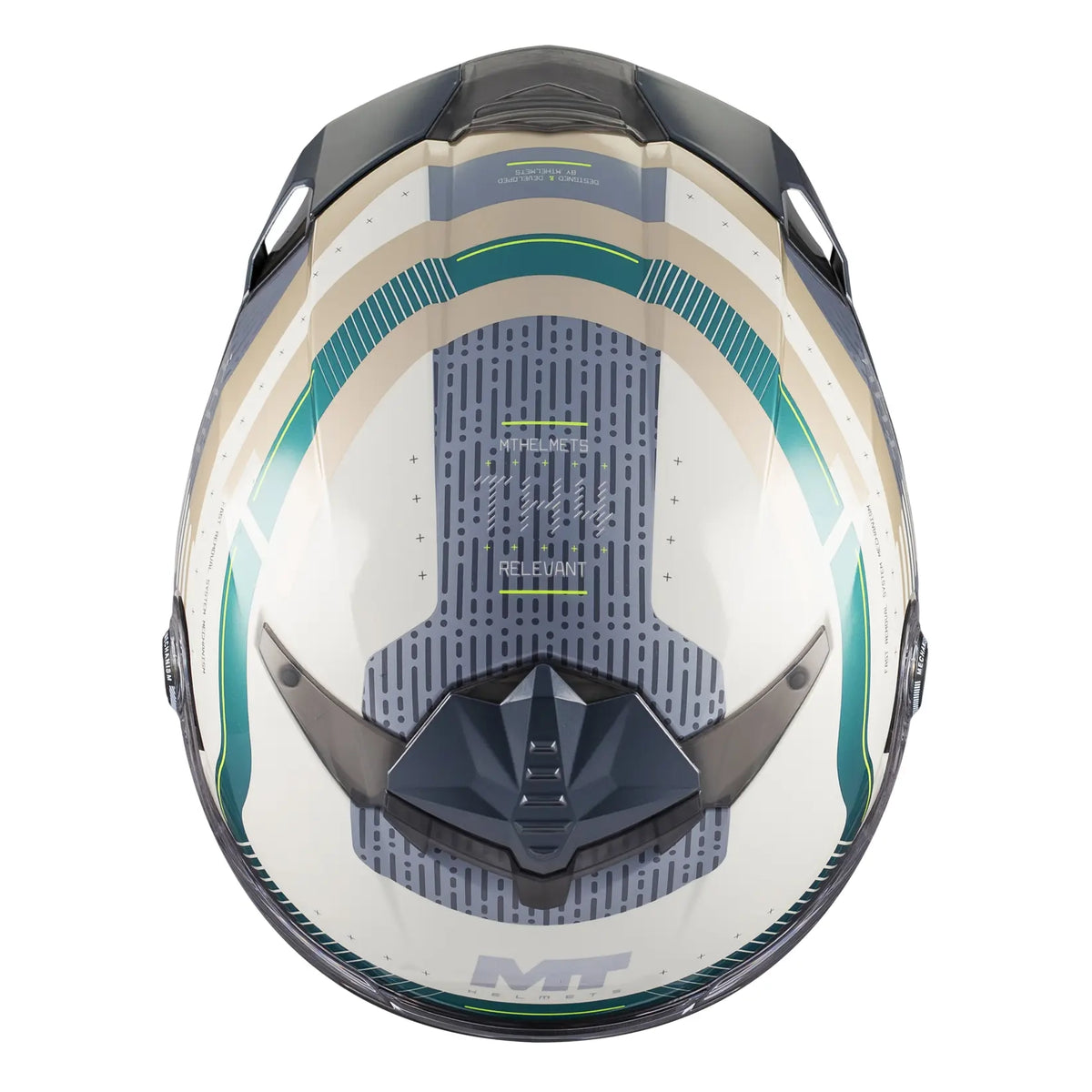 MT Helmets Thunder 4 R Relevant C6 Gloss Grey / Green, top view
